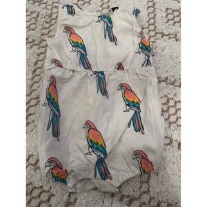 Tea collection parrot romper safari‎ peekaboo back 12-18 macaw march beige